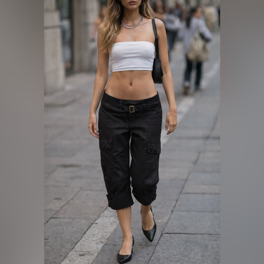 Vintage Vero Moda Black Cropped Capris – Size EU 34